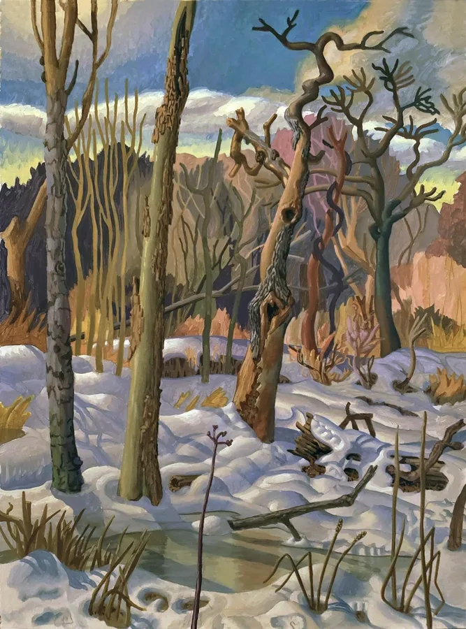 Landscape painting by Tom Torluemke from the exhibition Gravity
