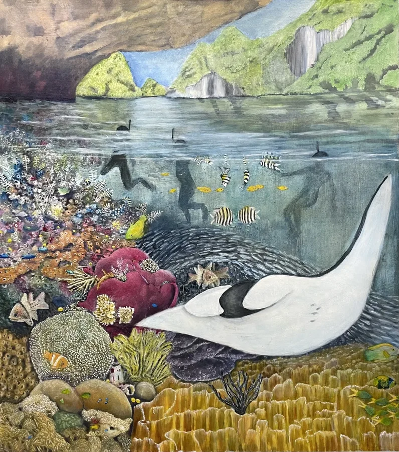 Painting of a coral reef from the exhibition Lichen & Coral